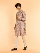 Men's Festive Elegant Beige Cotton Kurta