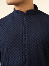 Men's Festive Vibrant Dark Blue Kurta