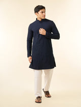Men's Festive Vibrant Dark Blue Kurta
