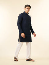 Men's Festive Vibrant Dark Blue Kurta