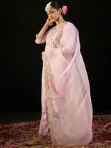 Women's Lavender Embroidered Straight Kurta Trouser with Dupatta set
