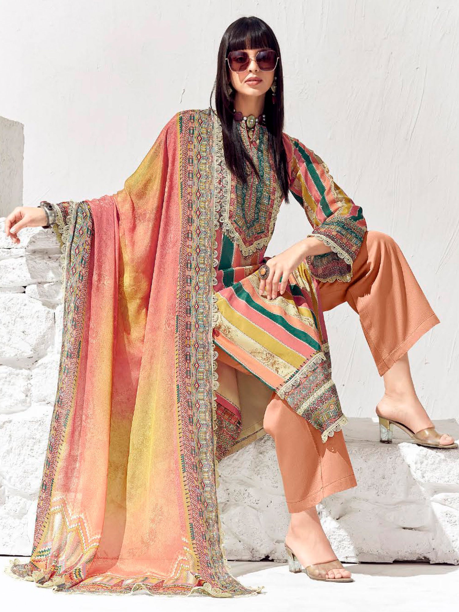 Women's Multicolor Printed Straight Kurta Trouser Set
