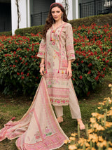 Women's White Printed Straight Kurta Trouser with Dupatta Set