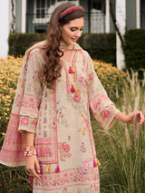Women's White Printed Straight Kurta Trouser with Dupatta Set