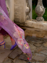 Women's Purple Embroidered A-Line Kurta Trouser with Dupatta Set