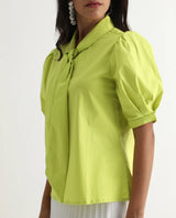 Women's Green Half Sleeves Top