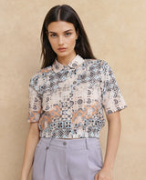 Women's Multicolor Casual Half Sleeves Top