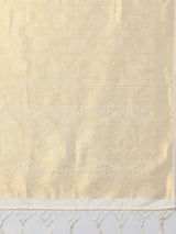 Women's Kanjeevaram Silk White Woven Design Woven saree with Blouse Piece