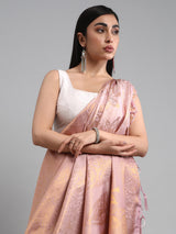 Women's Silk Blend Lavender Woven Design Designer Saree With Blouse Piece