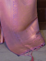 Women's Silk Blend Pink Woven Design Handloom Saree with Blouse Piece