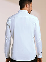 Men's White Casual Full Sleeves Shirt