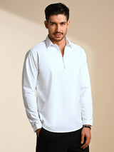Men's White Casual Full Sleeves Shirt