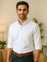 Men's White Formal Full Sleeves Shirt