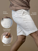 Men's White Casual Regular Fit Shorts