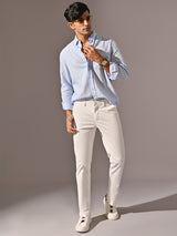 Men's White Casual Regular Trouser
