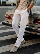 Men's White Casual Regular Trouser