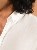 Men's White Casual Full Sleeves Linen Shirt