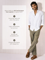 Men's White Casual Full Sleeves Linen Shirt