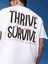 Men's White Casual Drop-Shoulder Half Sleeves Tshirt