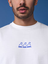 Men's White Casual Drop-Shoulder Half Sleeves Tshirt