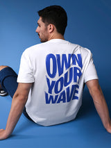 Men's White Casual Drop-Shoulder Half Sleeves Tshirt