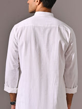Men's White Casual Full Sleeves Kurta