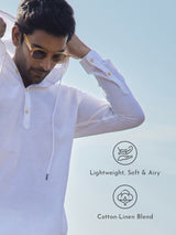 Men's White Casual Full Sleeves Hoodie Shirt