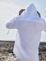 Men's White Casual Full Sleeves Hoodie Shirt