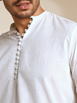 Men's White Casual Full Sleeves Kurta