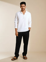 Men's White Casual Full Sleeves Kurta