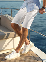 Men's White Casual Regular Shorts