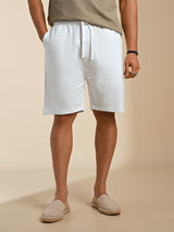 Men's White Casual Regular Shorts