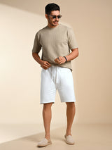 Men's White Casual Regular Shorts