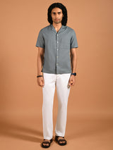 Men's White Casual Regular Trouser