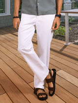 Men's White Casual Regular Trouser