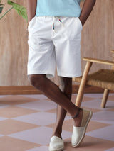 Men's White Casual Regular Shorts