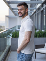 Men's White Casual Short Sleeves Polo Tshirt