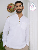Men's White Casual Full Sleeves Kurta