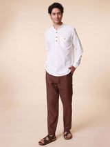 Men's White Casual Full Sleeves Kurta