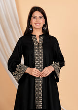 Women's Black Golden Lurex Thread Embroidered Cotton Co-Ord Set