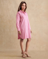Women's Pink Casual Full Sleeves Dress