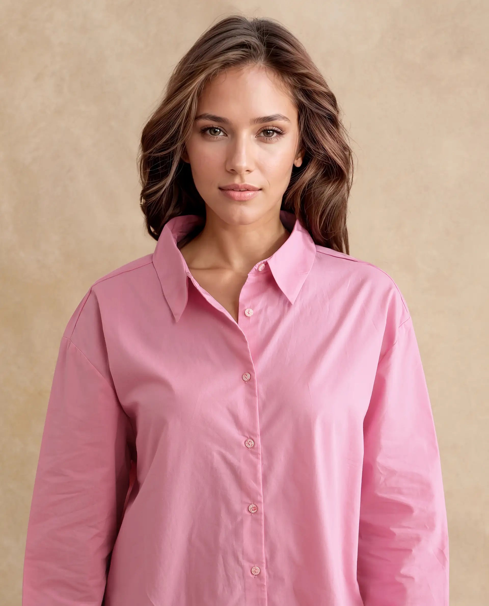 Women's Pink Casual Full Sleeves Dress