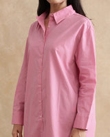 Women's Pink Casual Full Sleeves Dress