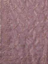 Women's Organza Mauve Embroidered Designer Saree With Blouse Piece