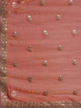 Women's Satin Silk Orange Embroidered Designer Saree with Blouse Piece