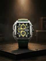 Men's Green Casual Rectangular Analogue Watch-KRWGO0070303