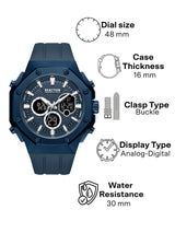 Men's Blue Casual Octagonal Analogue Watch-KRWGP0069404