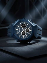 Men's Blue Casual Octagonal Analog-Digital Watch-KRWGP0069404