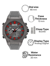 Men's Grey Casual Round Analogue-Digital Watch-KRWGP2191702