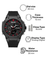 Men's Black Casual Round Analog-Digital Watch-KRWGP9005704